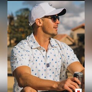 DIXXON Men’s Sea Legs Party Polo. Blue, White L